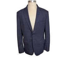 Banana Republic Mens 42R Tailored Slim Fit Blazer Navy Blue Cotton Blend Jacket