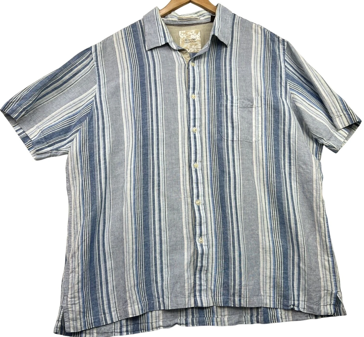 Tasso Elba Mens Linen Button-Down Shirt Short Sleeve Sz XXL Blue White Stripe
Opens in a new window 