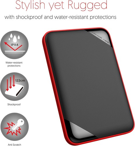 Silicon Power 4TB Rugged Armor A62L Shockproof/ IPX4 4TB, Black-Red - Picture 5 of 9