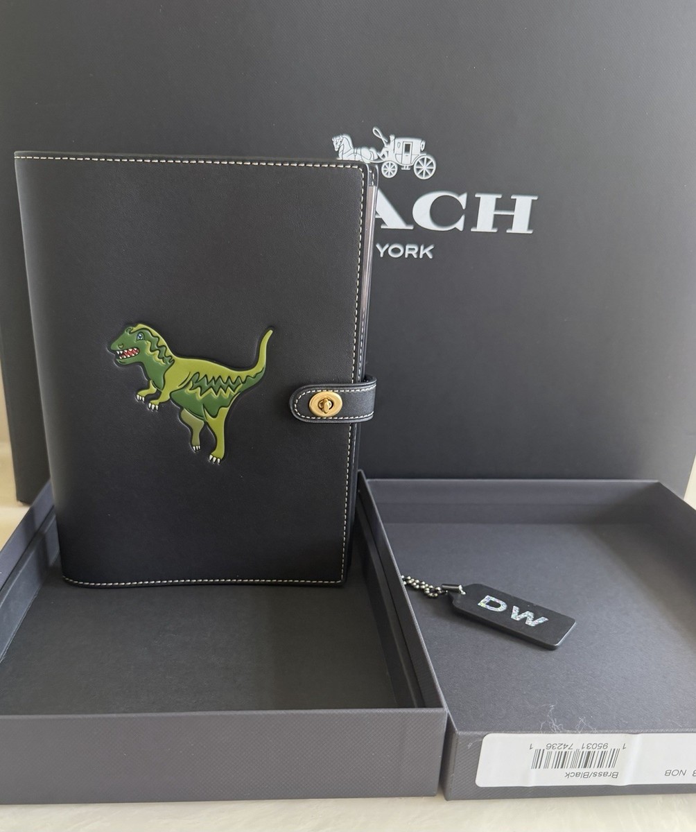NEW COACH REXY BLACK/BRASS TURNLOCK NOTEBOOK WITH LINED PAPER