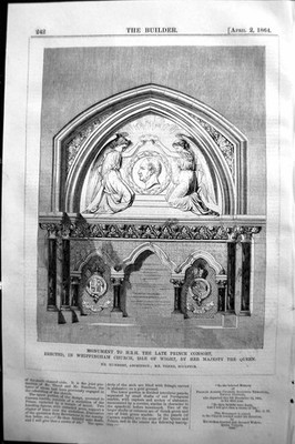 Altes 1864 Baumeisterdenkmal Prince Consort Whippingham Kirche Insel Wigh viktorianisch