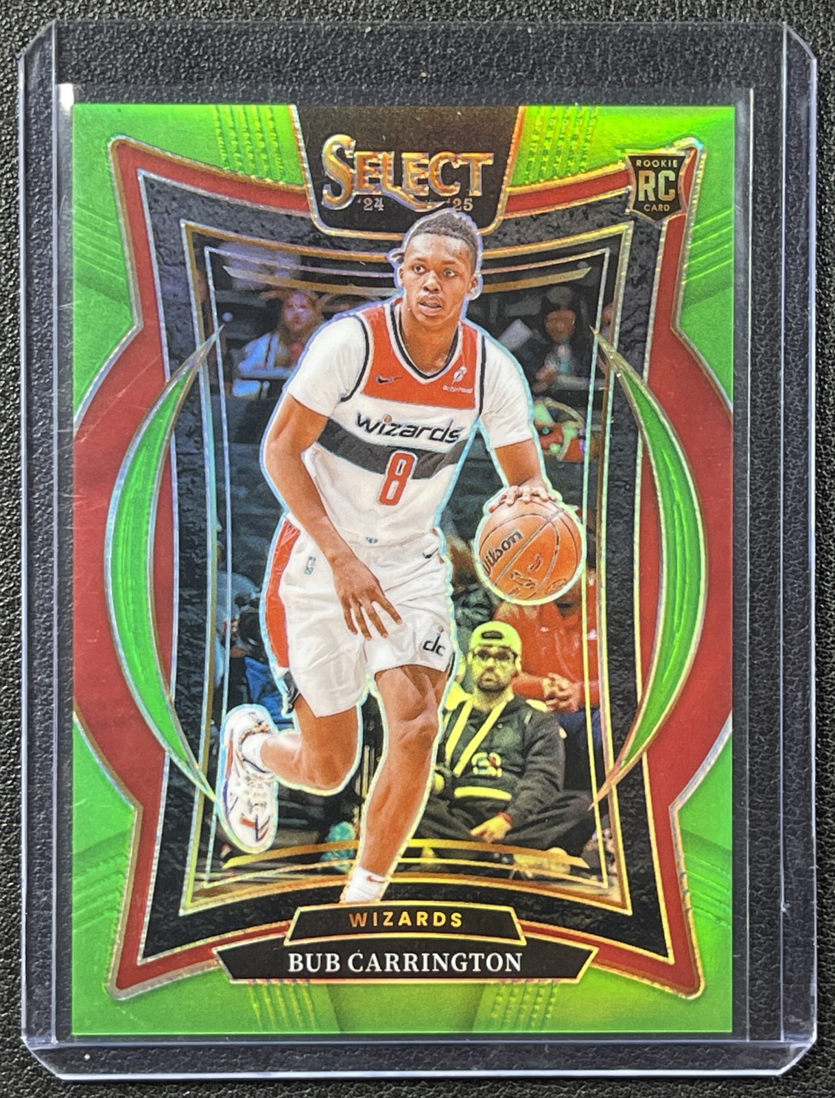 BUB CARRINGTON 2024-25 PANINI SELECT #81 ROOKIE NEON GREEN PRIZM RC 31/75