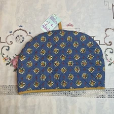 VTG Linda & Co Quilted Tea Cozy French Blue Floral Made In Italy NWT