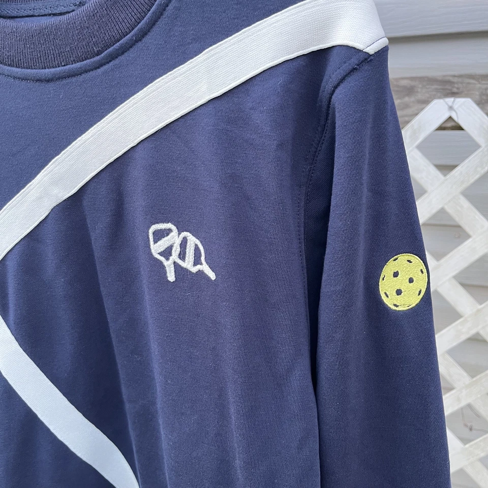 Sudadera Ellsworth+Ivey Tennis Lines Pickleball Talla S Suéter Azul Marino Bordado Foto 4 de 4