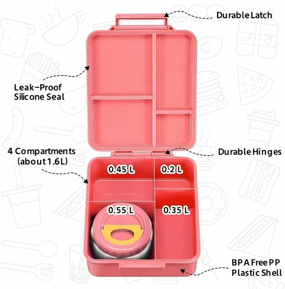 Bento Box Princess Themed Kids Insulated Leak-Proof Lunch Bag Set by Maison Huis