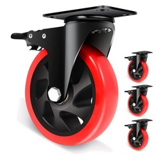 Heavy Duty 5" Caster Wheels with Brake - 360  Rotation