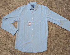 NWT Apt. 9 Mens Lt. Blue Button Up Dress Shirt Performance Sz M 15-15.5 34/35