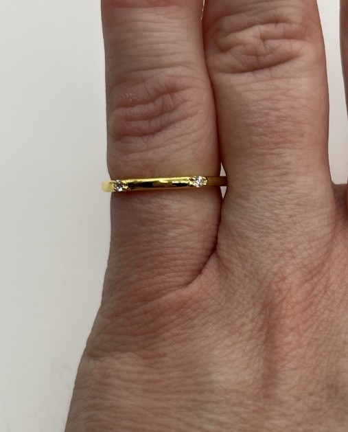 Freida Rothman High Polished Pave Gold Stackable Radiance Ring Size 4 NEW