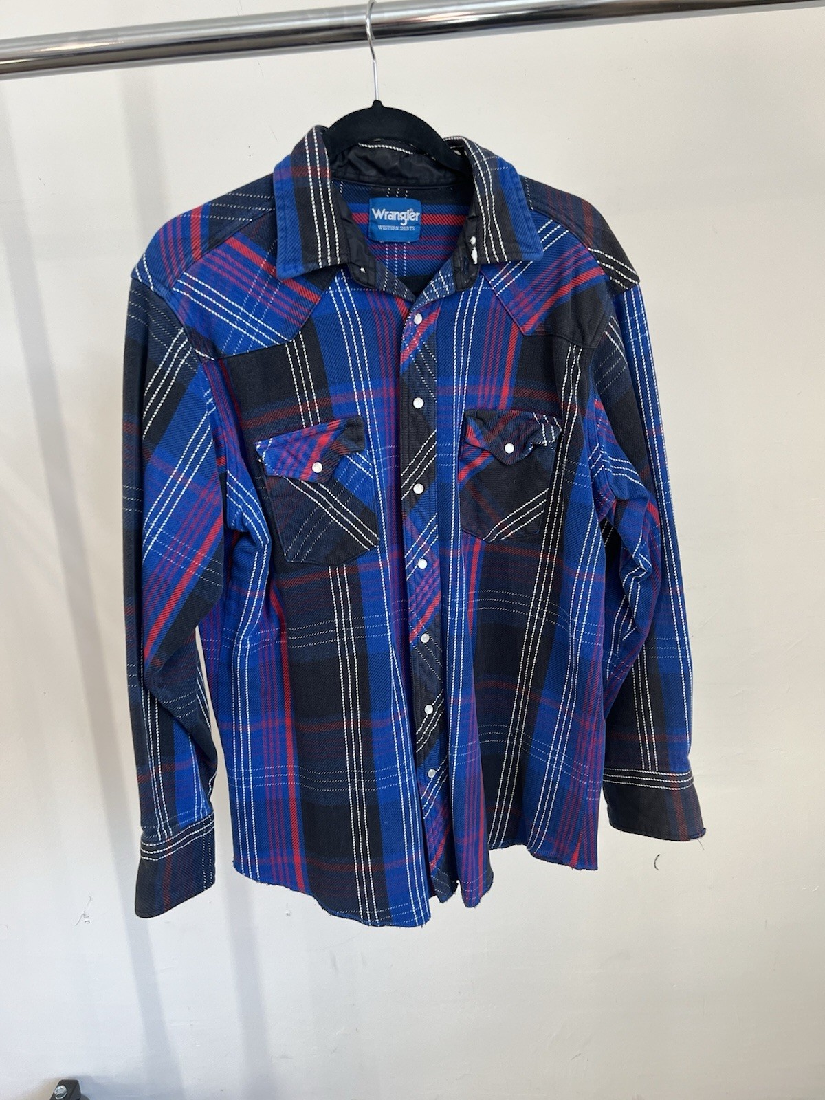 Vintage Wrangler Pearl Snap Western Shirt Xl Cowboy Ranch Vtg Retro