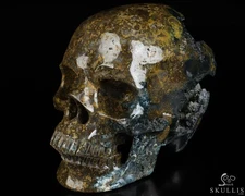 Lifesized 6.7" Ocean Jasper Hand Carved Crystal Skull, Super Realistic, Healing