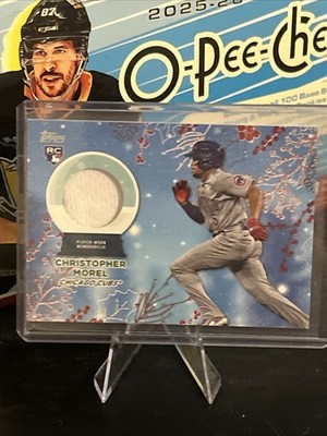 2023 Topps Holiday Relics Christopher Morel #RC-CMO Red Metallic /25 (MEM, RC)