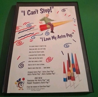 Astro Pop Lollipop Spangler Candy Framed Print Ad 1996 8.5x11 