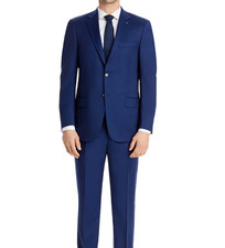 2025 RALPH LAUREN Bright Navy Blue Full Suit 48 L Stretch Wool