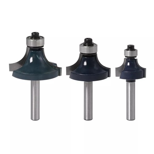 3pcs 1/4" Shank Round Over Router Bits Cutter with Ball Bearing, Rounding - Picture 10 of 12
