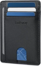 Slim Minimalist Front Pocket Leather Wallets Men Women Peak Black