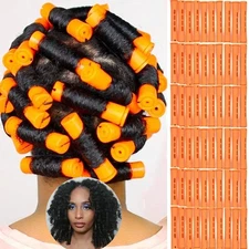 60pcs Perm Rods Set for Natural Hair Plastic Cold Wave Rod Non-Slip Hair Roll...