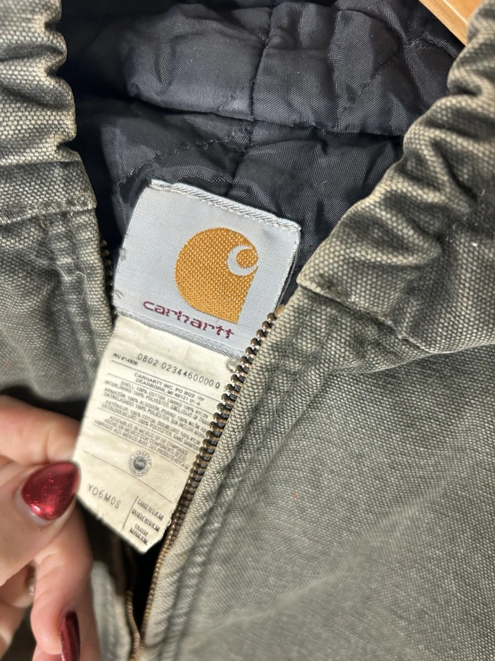 Chaqueta Carhartt Niños Grande Verde Sopa Lona Con Capucha Exterior  Foto 4 de 4