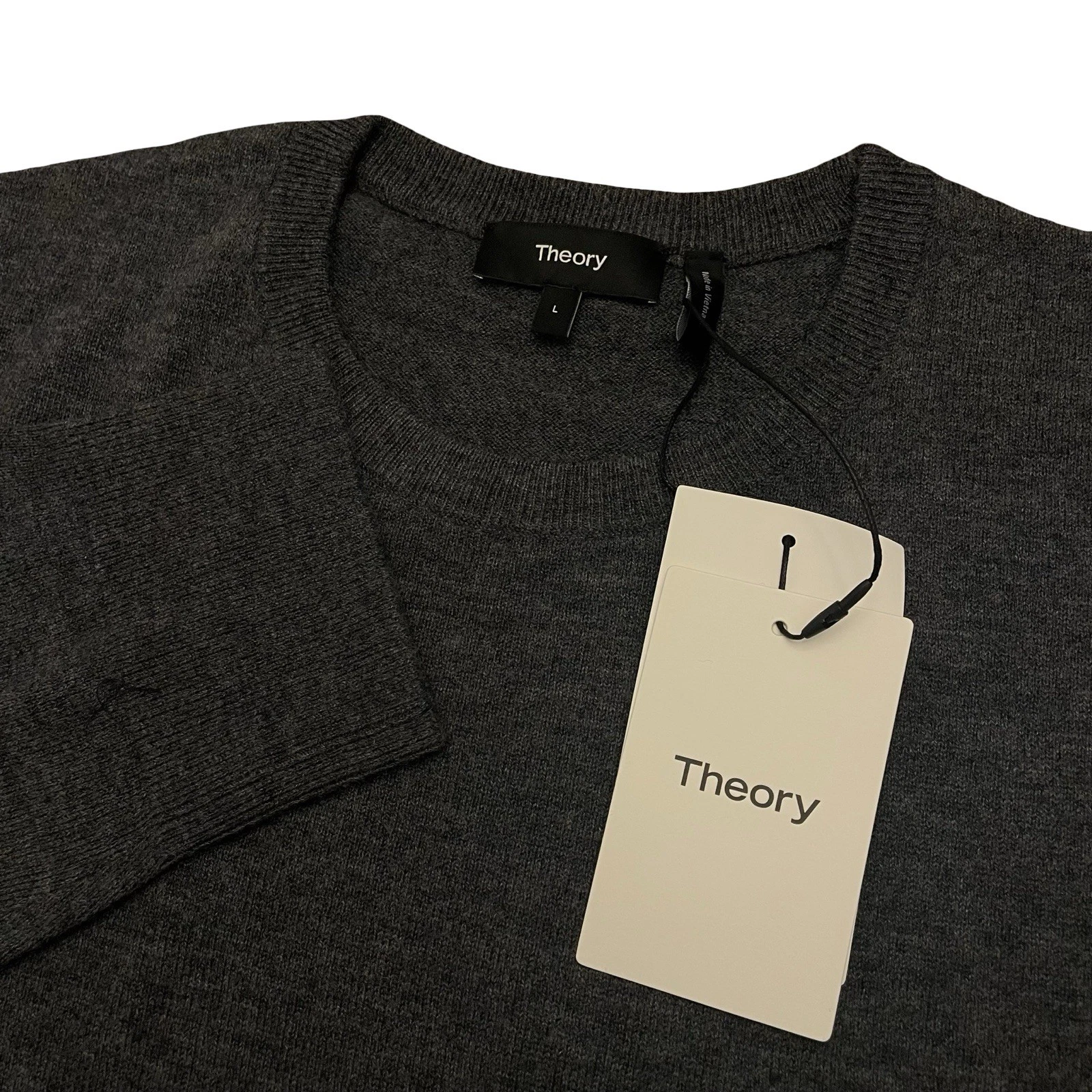 Theory Riland Harman Wool Charcoal Crewneck Pullover Sweater Size Large $285
Opens in a new window o
