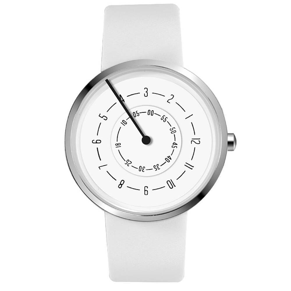 Simple Punk Style Quartz Watch with Mesh and PU Leather Strap, 30M Waterproof