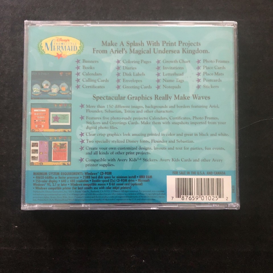 Disney's Print Studio The Little Mermaid PC CD-ROM Vintage - New ...