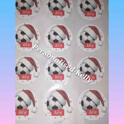 Personalised Football Christmas Stickers Labels 24 Per Sheet Any Name Ebay