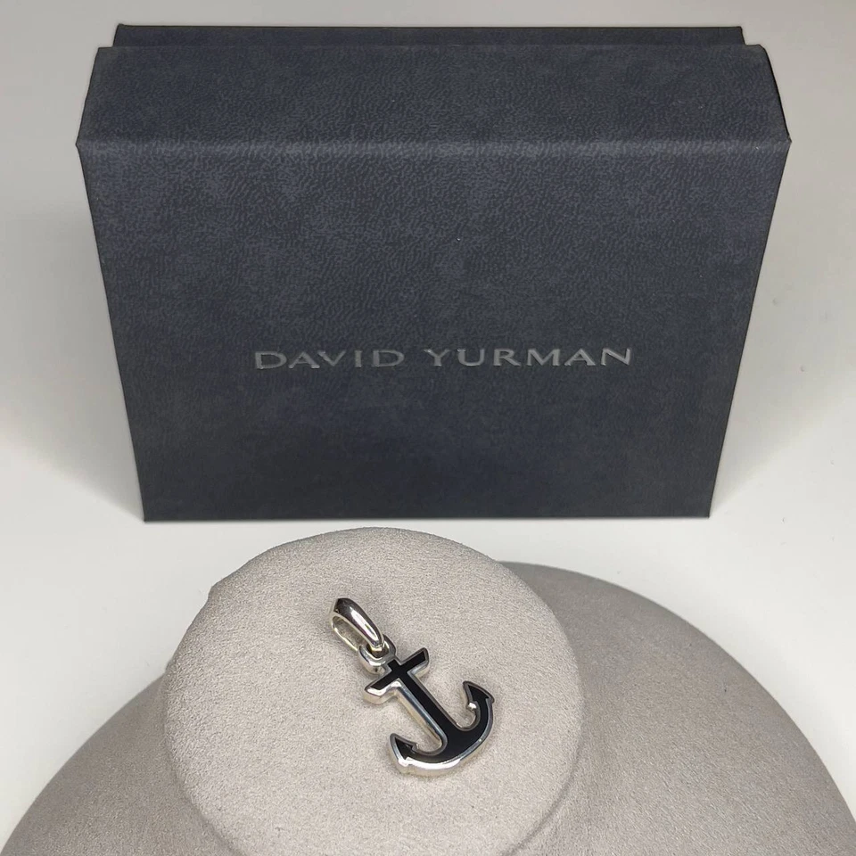 Подлинный морской якорный амулет DAVID YURMAN из чистого серебра и черного оникса - Изображение 2 из 4