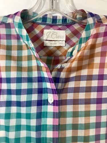 THOMAS MASON FOR J.CREW 00 Oversized collarless shirt in rainbow gingham $178 - Picture 3 of 11