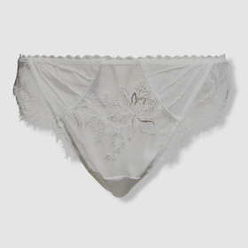 $140 Lise Charmel Women's White Embroidery Orchidee Beaute Thong Panties Size XS