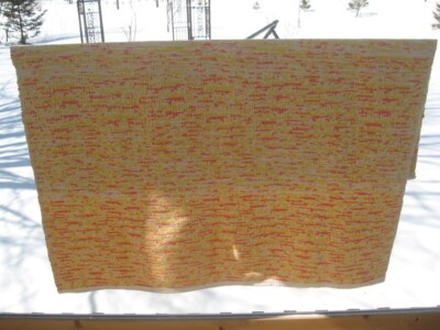#G9 rug rag 1 runner woven jersey material 38'' x 43''  yellow pink white
