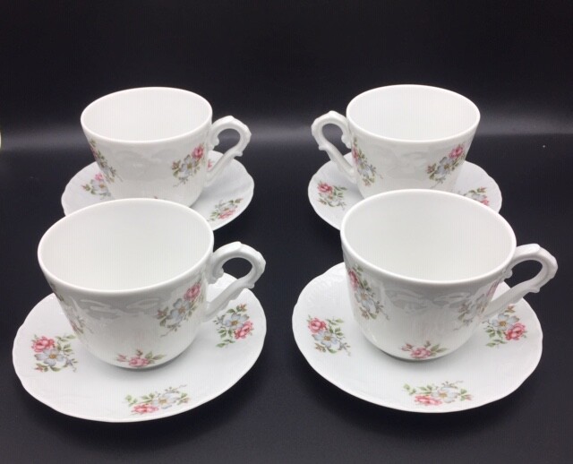 Princess House Rose Garden Cups and Saucers White With Red Roses eBay
