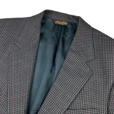 Brooks Brothers Men  s Wool 2-Button Jacket Blazer Blue/Gray Houndstooth   43 L