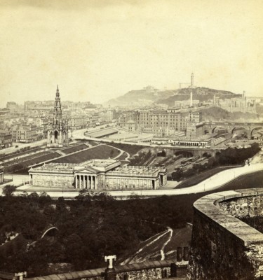 Schottland Edinburgh Gesamtansicht vom Schloss Old Burns Stereoview Foto 1865