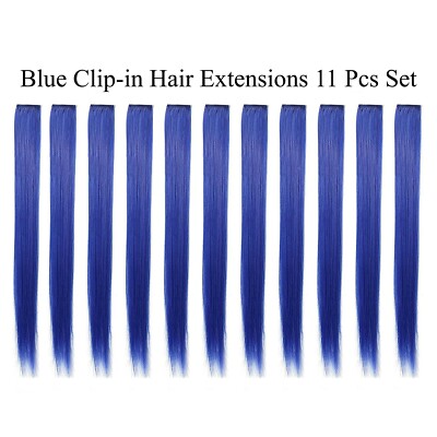 11pcs Single Color 21'' Straight Party Clip In Synthetic Hair Extensions Cosplay