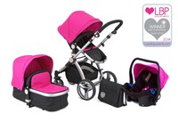 Black & Pink Carrera 3-in-1 Travel System/pushchair/pram & Isofix Baby Car Seat Black & Pink Carrera 3-in-1 Travel System/pushchair/pram & Isofix Baby Car Seat