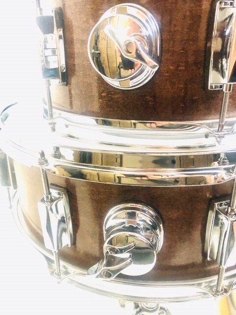 Side Kick Drums Skinny Small Drum Set - 6" Deep Maple Shells - Red Mahogany