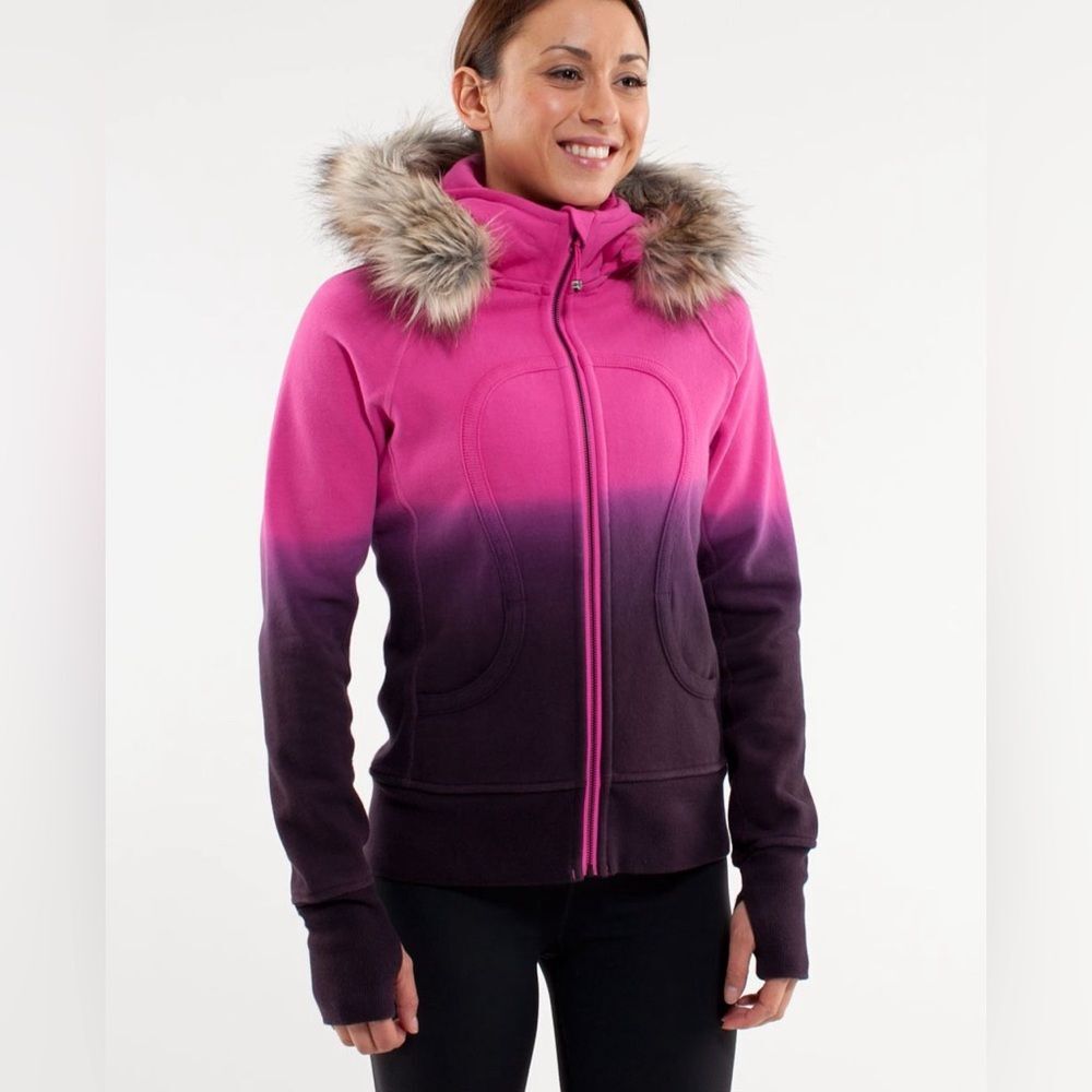 RARE Lululemon Scuba Hoodie *Fur Paris Pink / Black W4919S Size 4 image 2