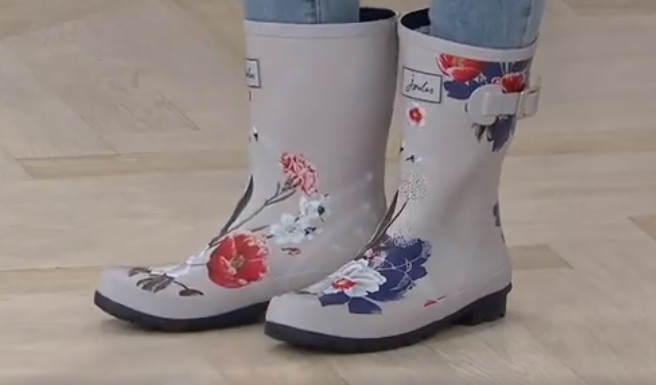Joules - Mid Rain Boots - Molly Welly - Silver Floral