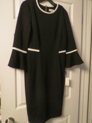 calvin klein black dress with white piping