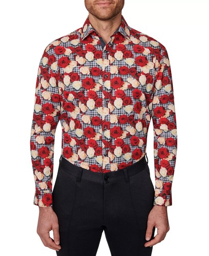 Society of Threads $80 Slim-Fit Wrinkle Free Floral Dress Shirt L 16-16.5 34/35 - Picture 2 of 15