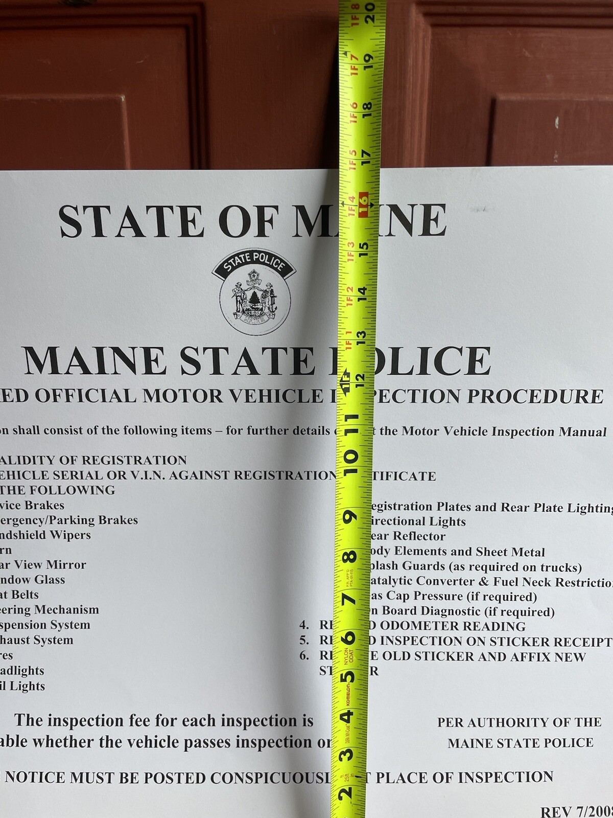 MOTOR VEHICLE Maine State Inspection Station Sign Procedure Gas Station