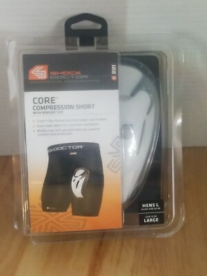 Shock Doctor Core Compression Black Shorts with Bio Flex Cup Groin Guard