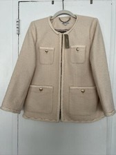 NWT J Crew sz 12 Ivory long lady jacket in wool blend boucle BM556