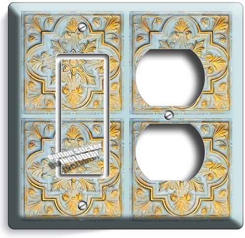 AZULEJO VICTORIANO PÁTINA AZUL RÚSTICO LooK INTERRUPTOR DE LUZ DE PARED PLACA DE SALIDA DECORACIÓN DE LA HABITACIÓN - Imagen 30 de 34