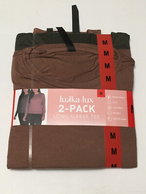 NEW Lukka Lux Ladies' Long Sleeve Active Top, 2 Pack Green Mauve XL
