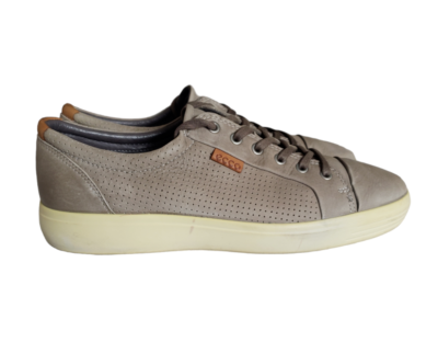 ECCO Soft 7 Street Leather Gray Perforated Sneaker Shoes EU 