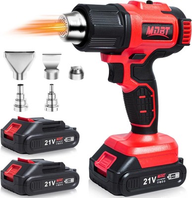 Heat Gun with Two 2.0 Ah Battery, 21V Cordless Heat Gun with 5 Nozzle,Max 1022 