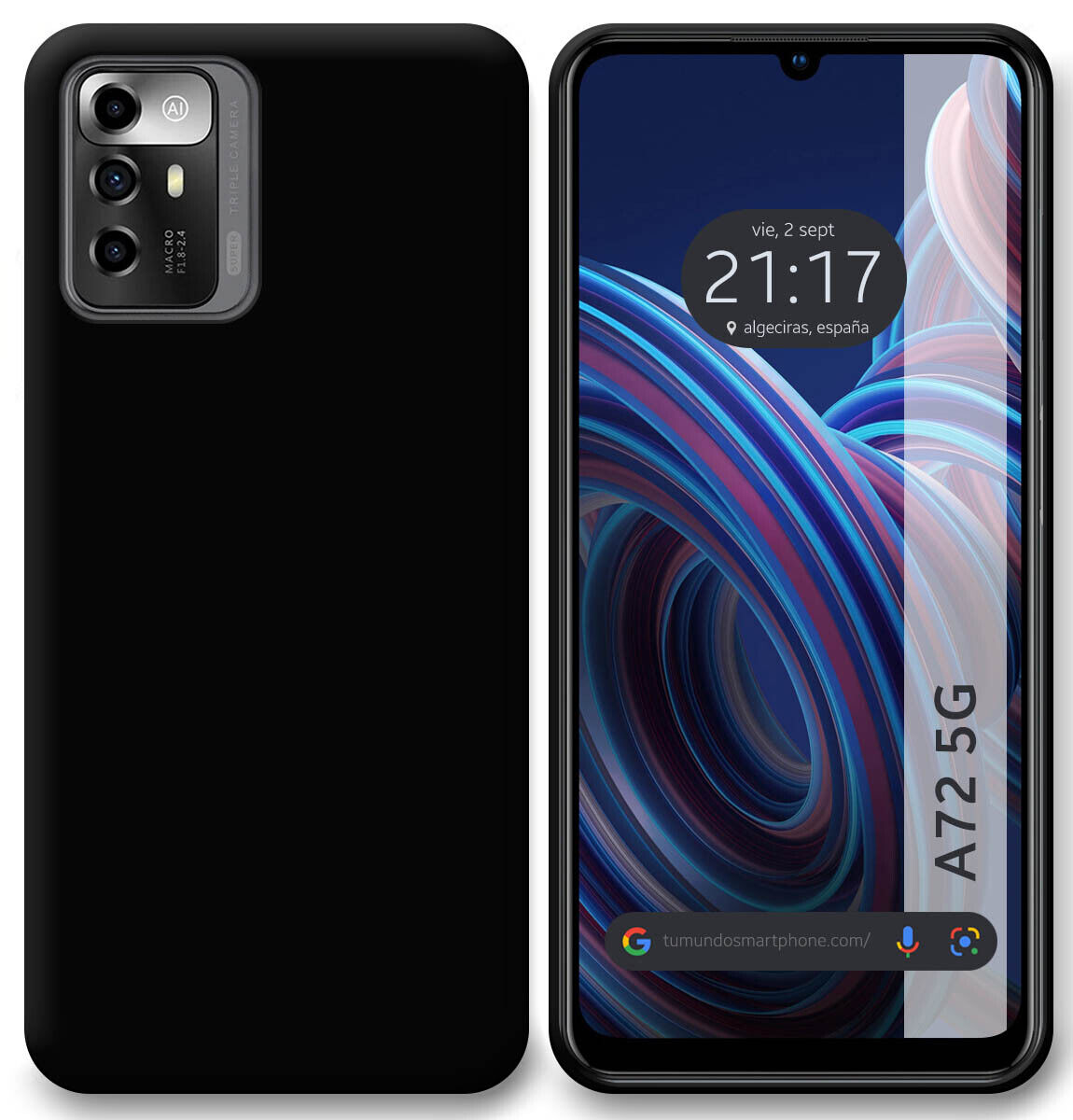 Funda Silicona Gel TPU Negra para Zte Blade A72 5G