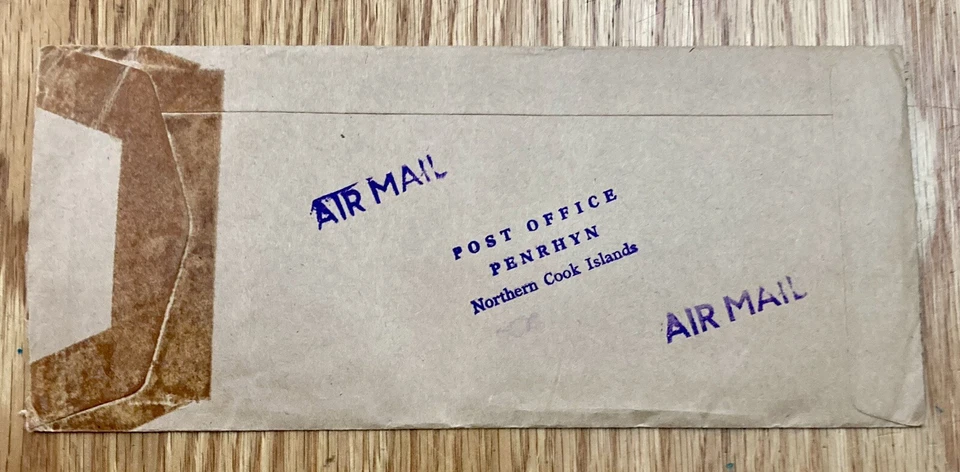 Cubierta de oficina de correos de Islas Cook del Norte de Penrhyn Island con información 1975 Foto 4 de 4