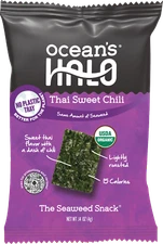 Ocean's Halo Organic Thai Sweet Chili Seaweed Snack, Crispy Nori Snack, 25 Pack