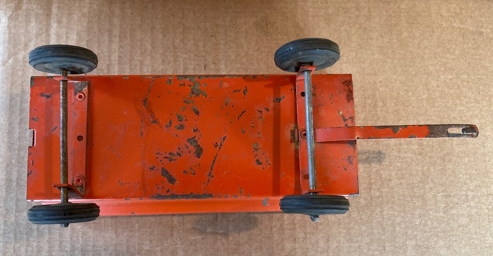 VHTF Vintage Allis Chalmers Farm Utility Barge Wagon Flare Box Orange - Image 4 of 4